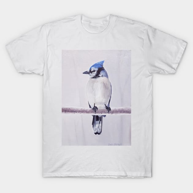 Blue Jay in Silver Light T-Shirt by EmilyBickell